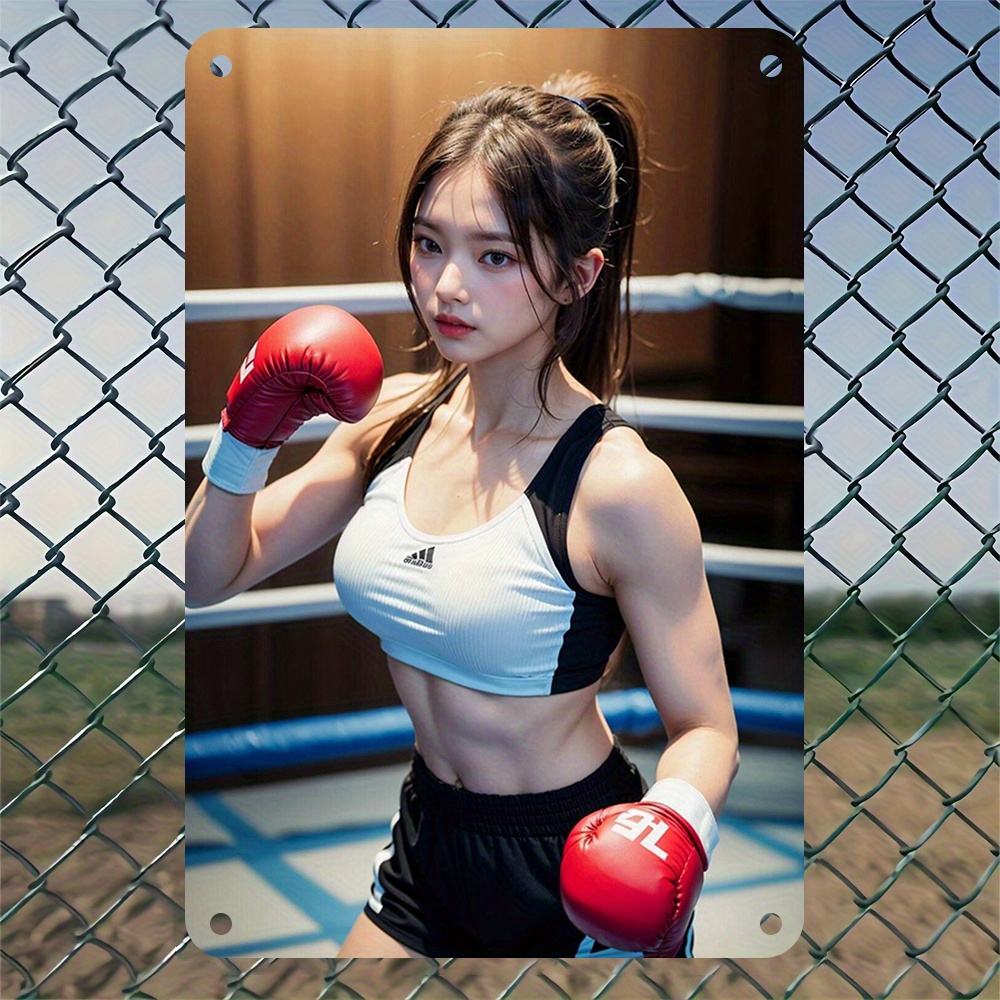 Vintage Boxing Girl Metal Sign - Home Decor Theme review and price