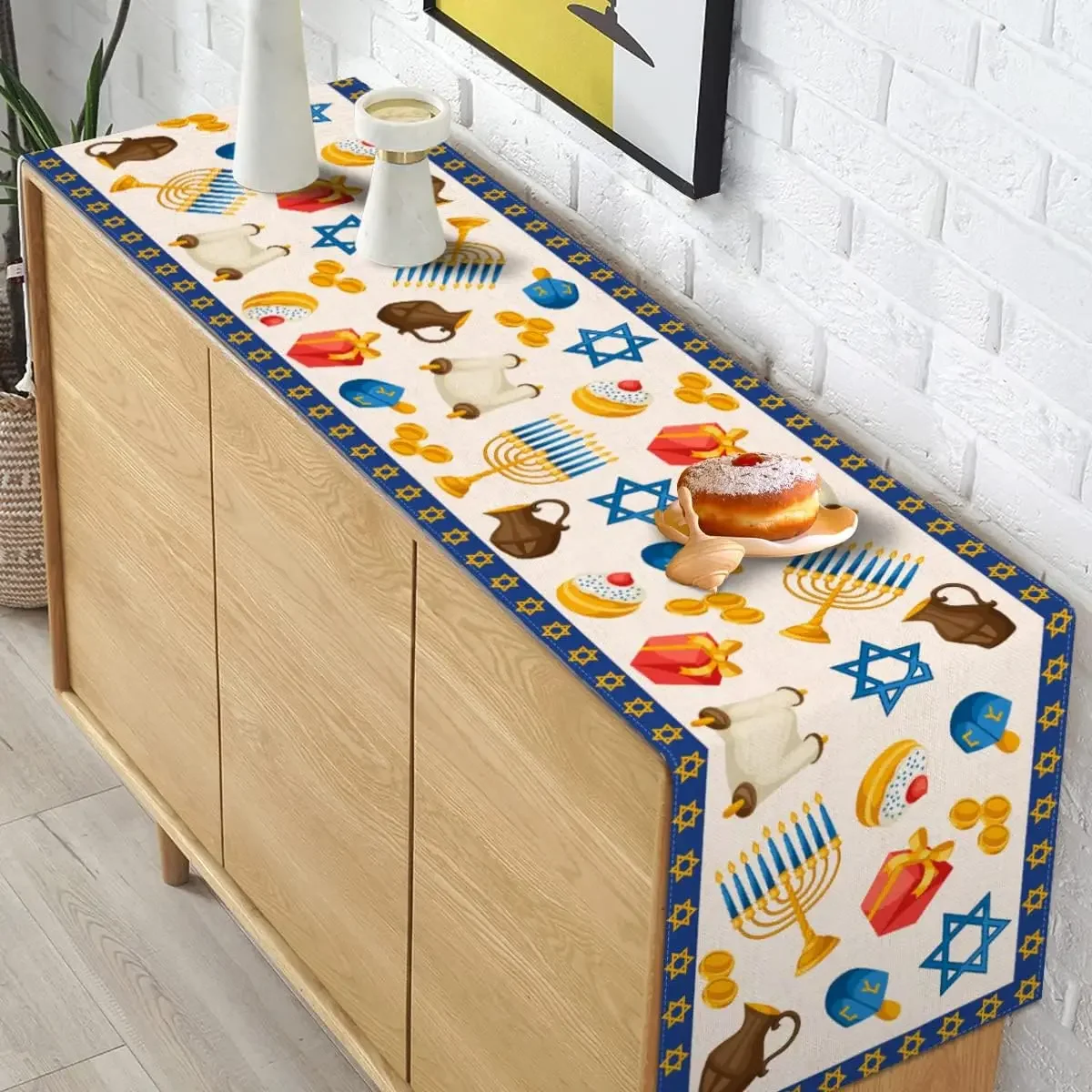 Hanukkah Linen Table Runner Pa - Linen Table Runner review and price