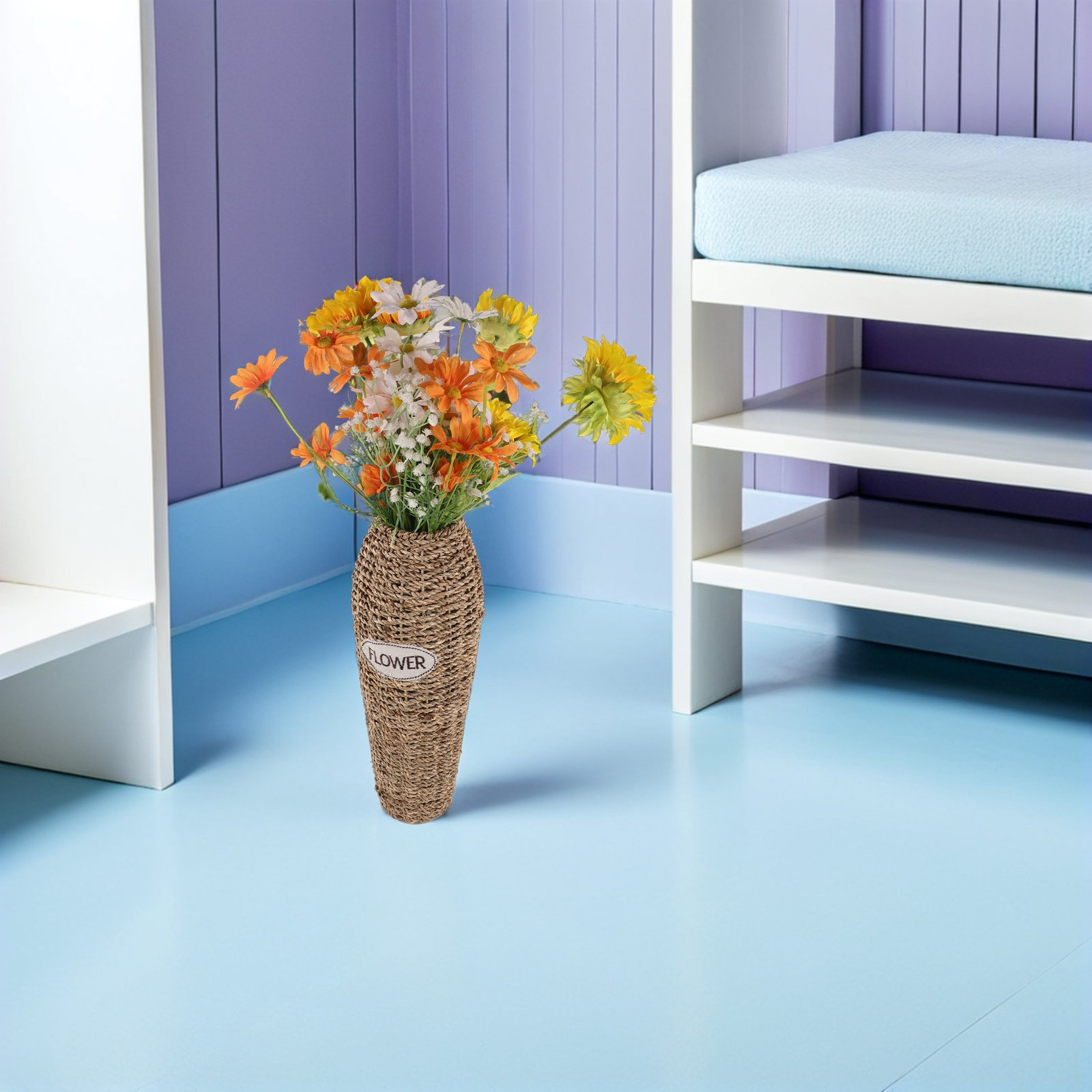 Rattan Floor Vase Tall 16.54 I - Pampas Grass Decor review and price