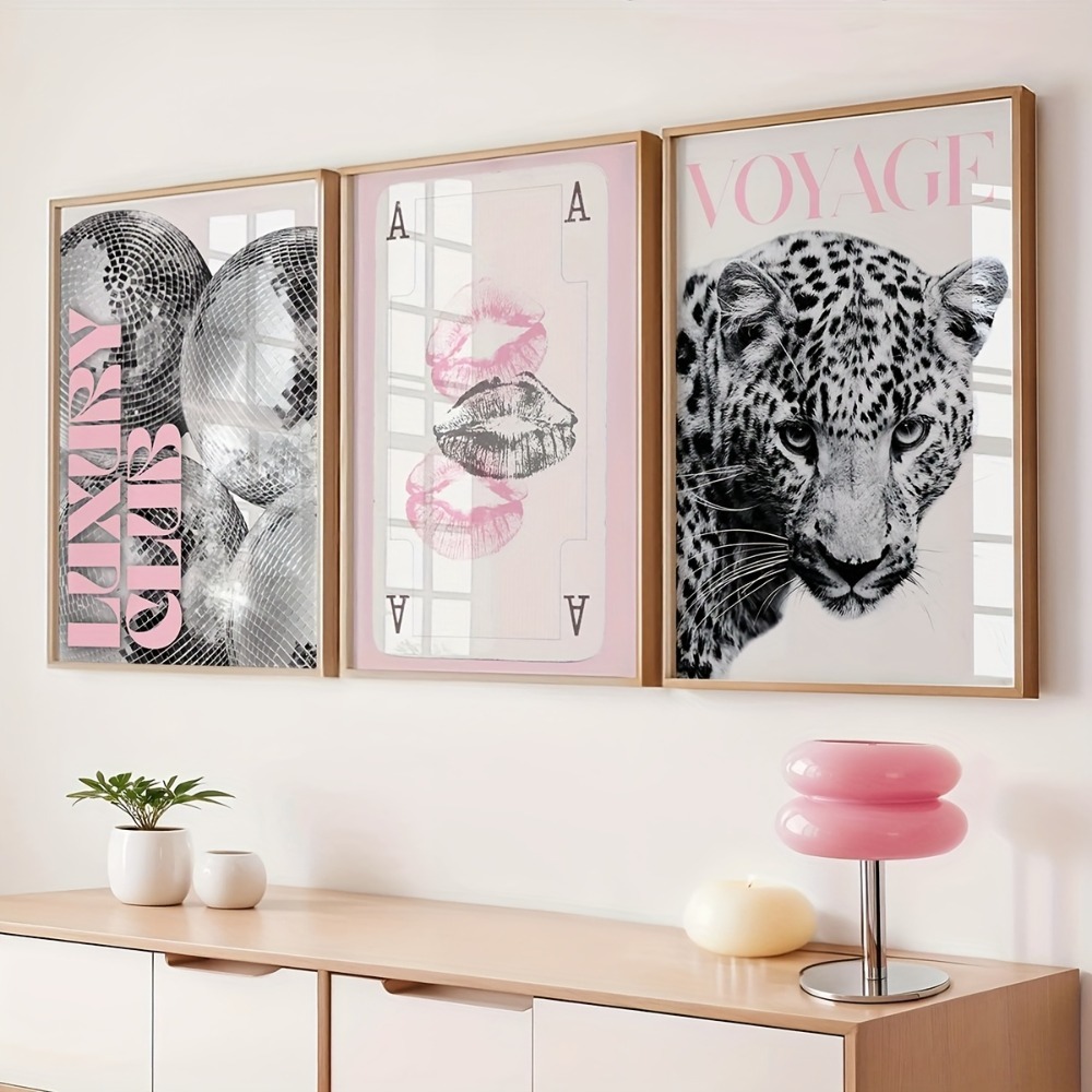 3pcs Frameless Leopard Print,B - Home Decor Y2K review and price