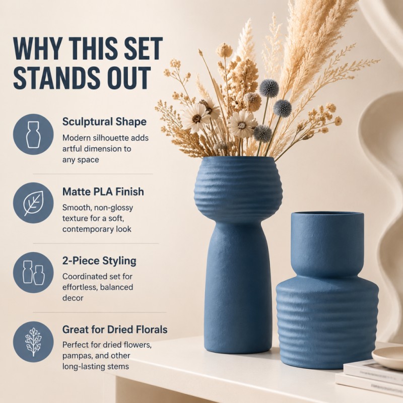 2Pcs Rough Wavy Textured Blue  - Pampas Grass Decor review and price