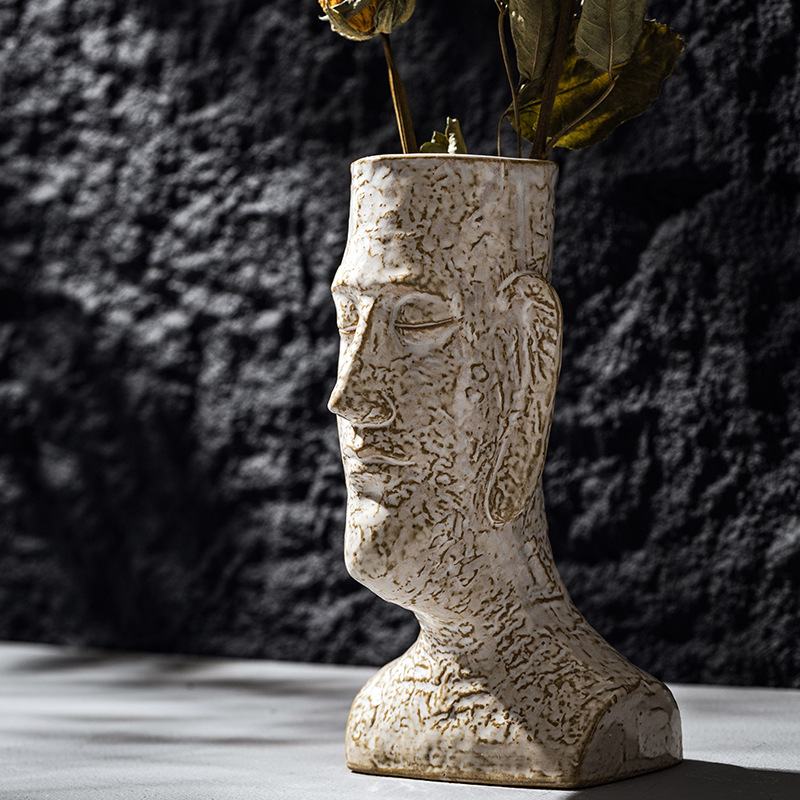 CAPIRON Moai Vase Ceramic Figu - Pampas Grass Decor review and price